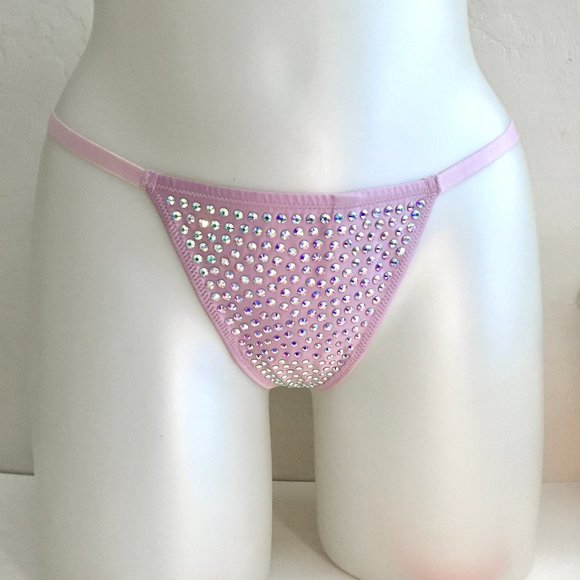VS Rhinestone Shine V-String  Lilac Thong Panty - Picture 1 of 11